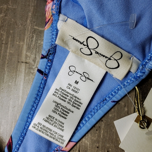 NWT Jessica Simpson Lilac Tropical Floral High Waisted Smocked Bikini Set Medium - Picture 8 of 16